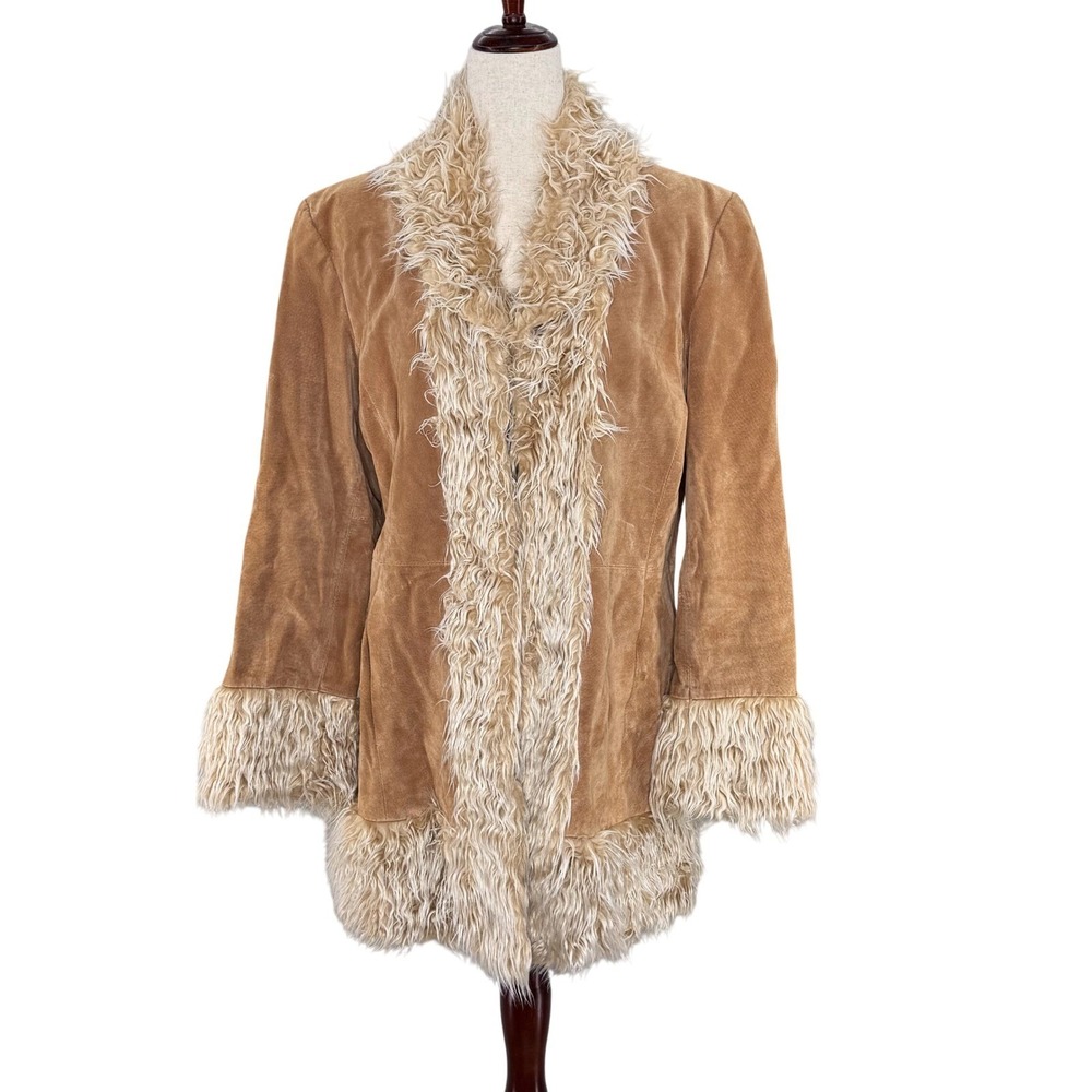 Colebrook & Co Suede Faux Fur Jacket Penny Lane Large